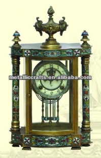 Имитация 18th Американский антикварная роскошь эмаль четыре стеклянные GILT каминные-латунь часы JG8004-4
