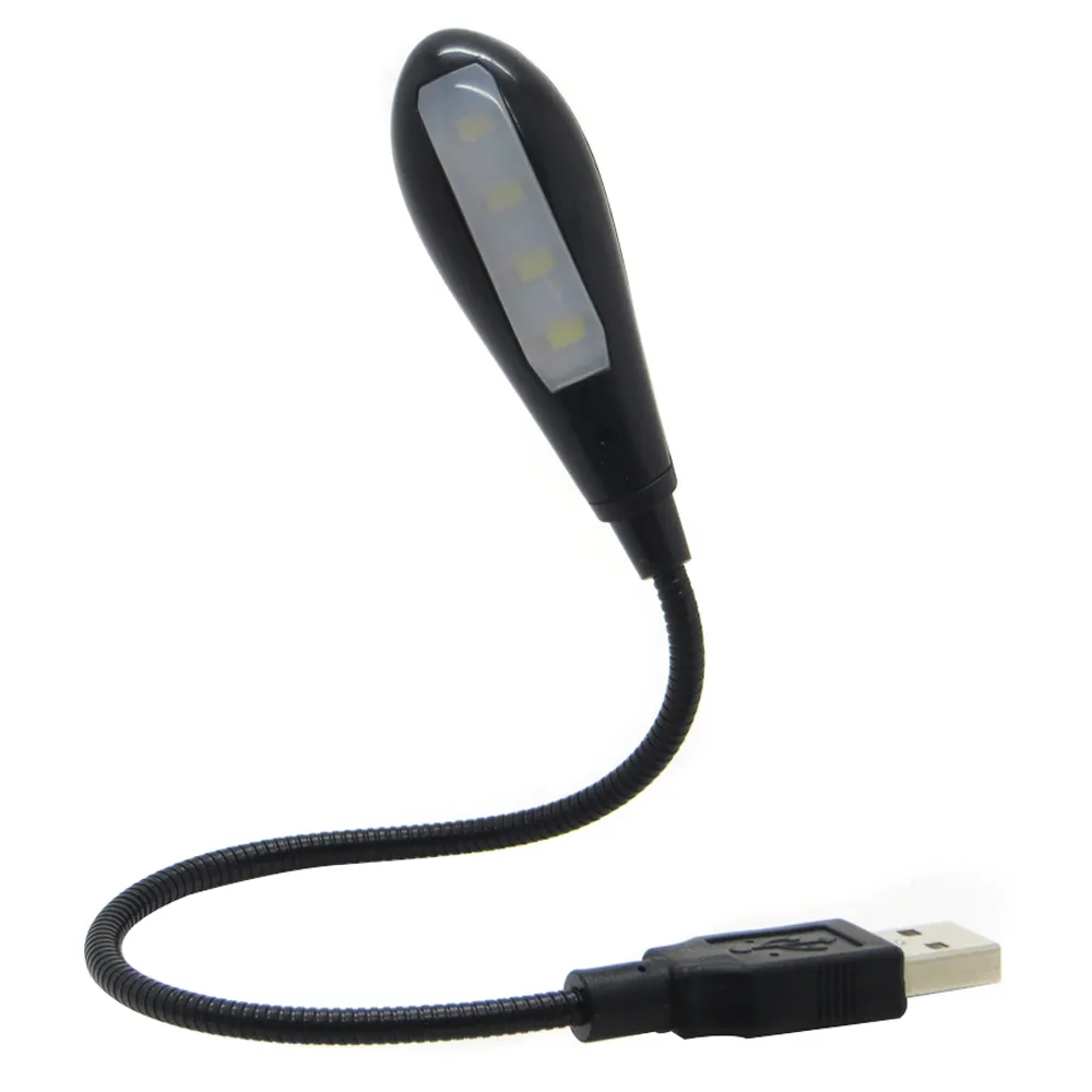 Neck Free Rotation 1W 4 LED Power Bank USB Light for Night Reading