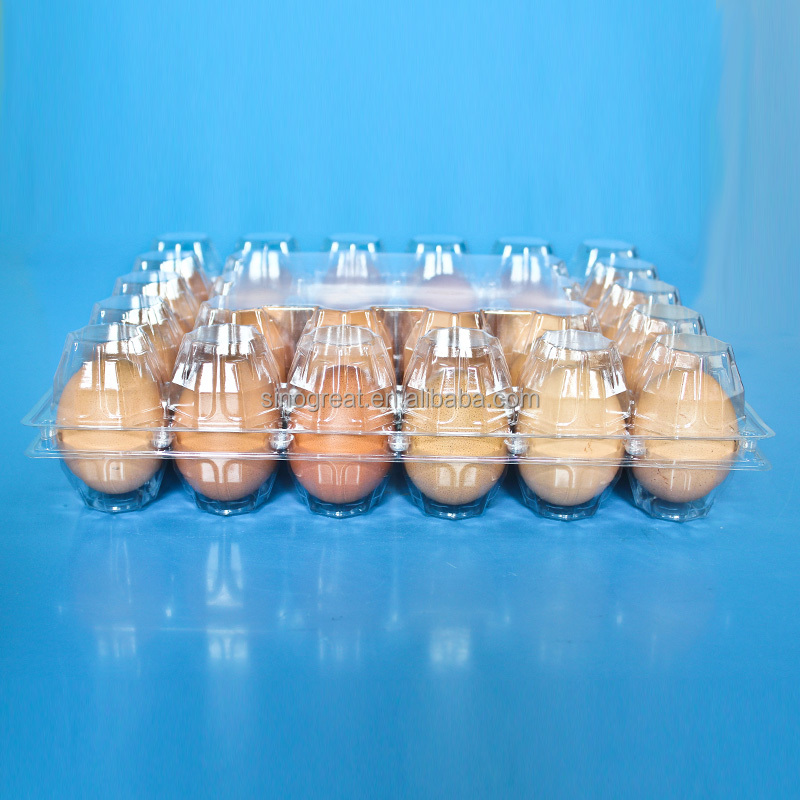 Transparent plastic egg tray with 30 cells