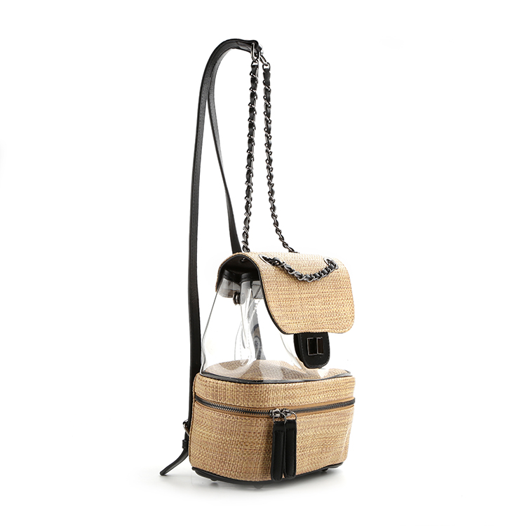 8986# 2021 Manufacturers Tax Free wholesale Linen woven ladies clear pvc transparent fashion backpack ladies leather backpack