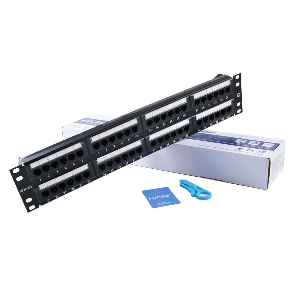 Aucas 2U стойка 19 дюймов UTP Cat6 48 портов патч-панель