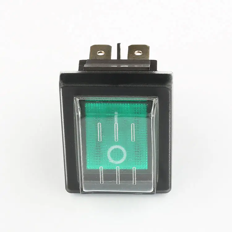 KCD2 DPDT green illuminated waterproof cover rocker switch