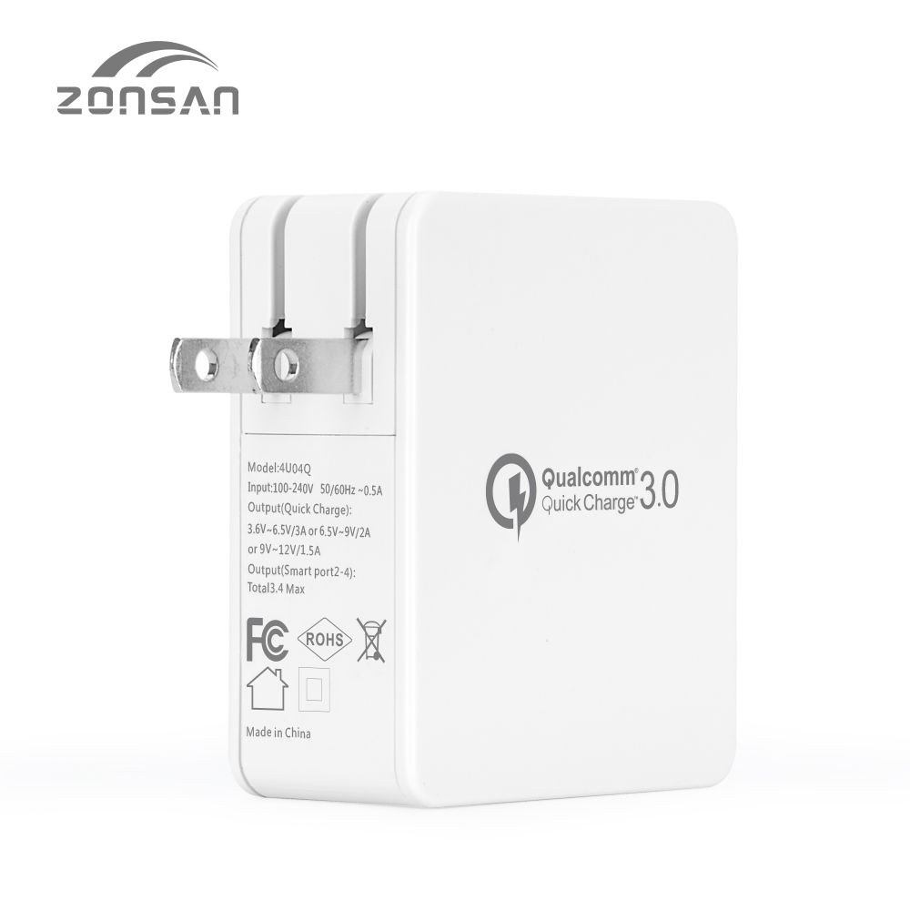 4 порта 5В 3.4A USB QC 3,0 Quick ультра быстрого настенного зарядного устройства США pin складной штекер Адаптер