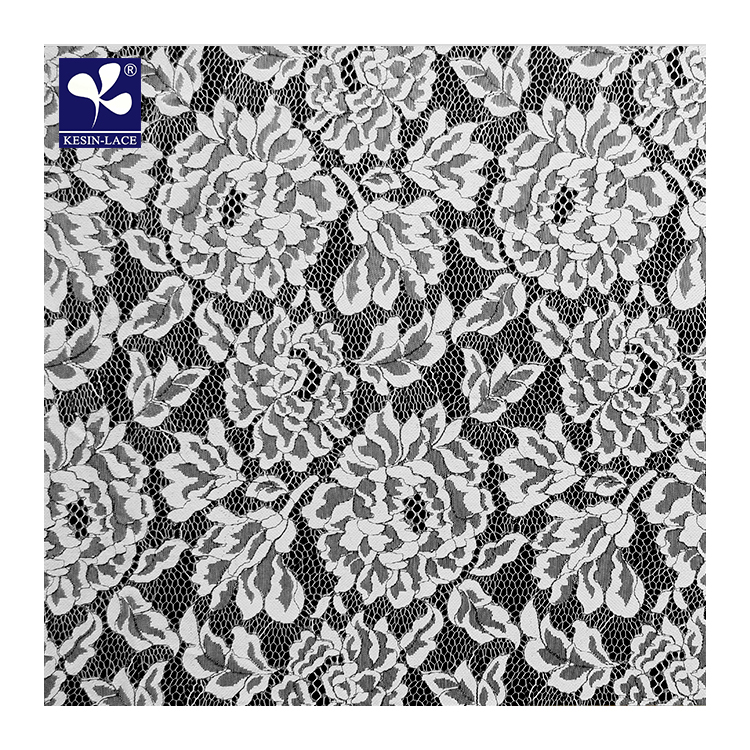 big Flower patterns 80% nylon white tulle lace fabric for wedding dress