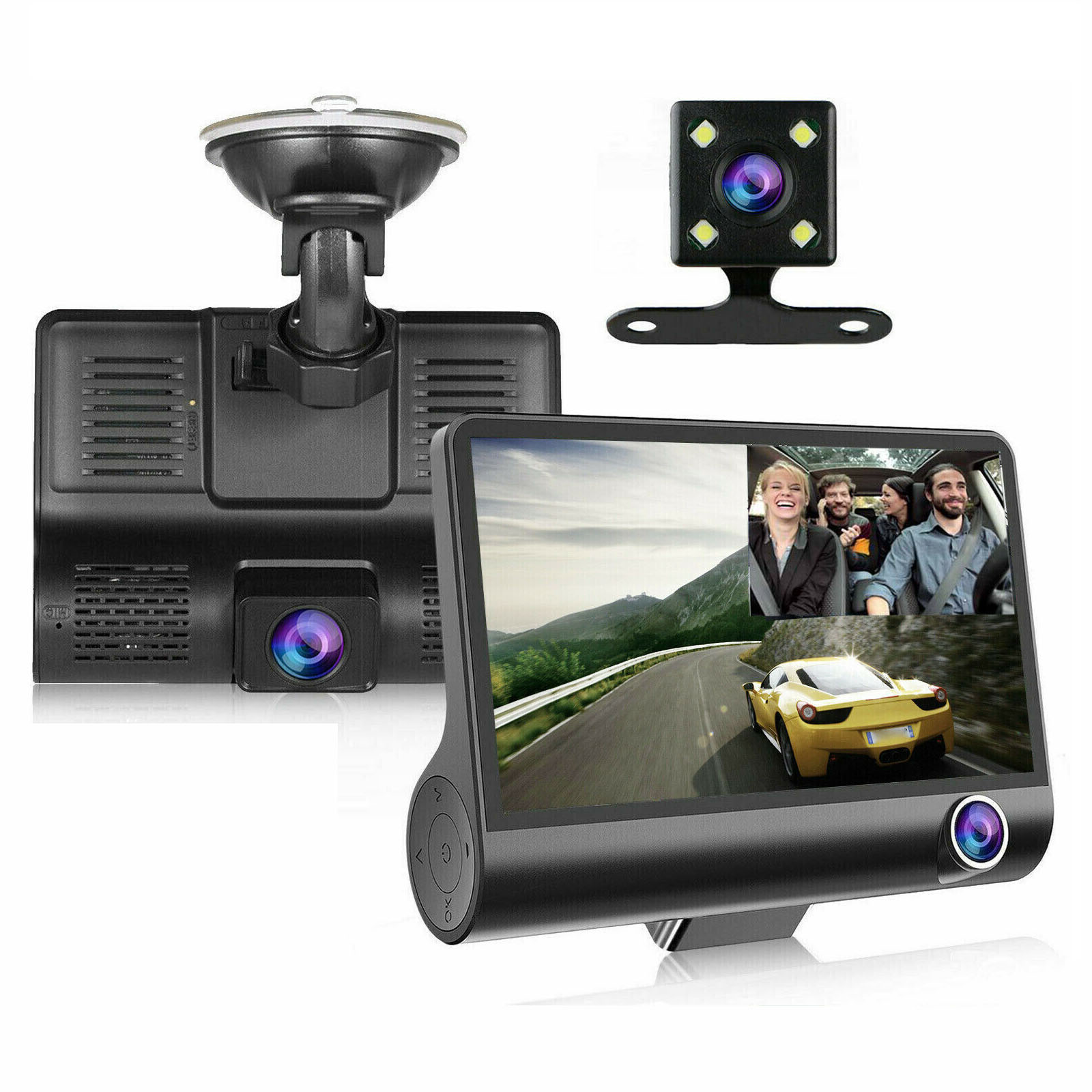 Небольшой Dash Cam 3 приборная панель камера рекордер 4 дюймовый экран цифровой видеозаписи (DVR) 3 способа HD Автомобильный черный ящик зеркало заднего вида видеорегистратор DVR для автомобиля