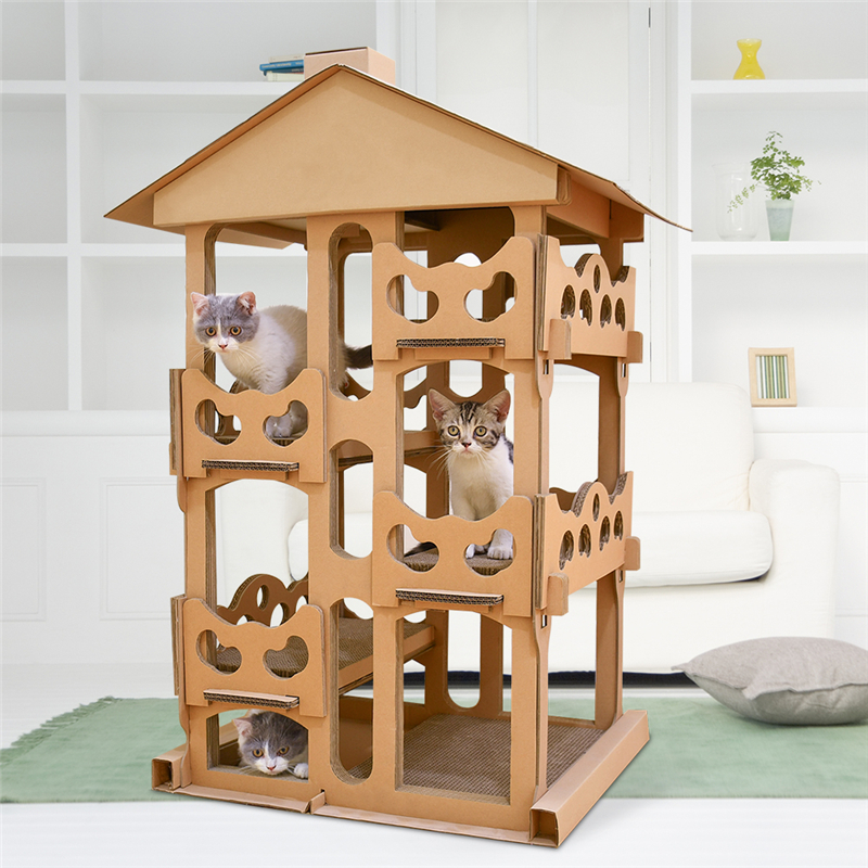 Deku Cat Scratch Lounge, роскошная гофрированная Когтеточка в форме виллы, Когтеточка для кошек с кошачьей когтеточкой