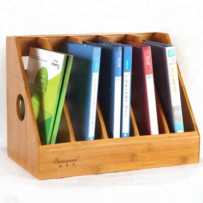 Natural Bamboo Large Magazine Holder Desktop File Organizer