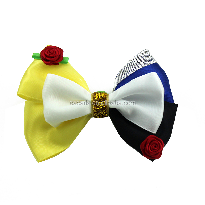 New Arrival Red Flower Princess Fancy Girls Bow Hair Clip