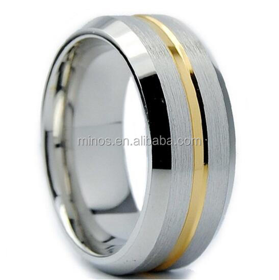 Titanium Мужская Goldtone Обручальное кольцо 8 мм, размеры 7 до 12