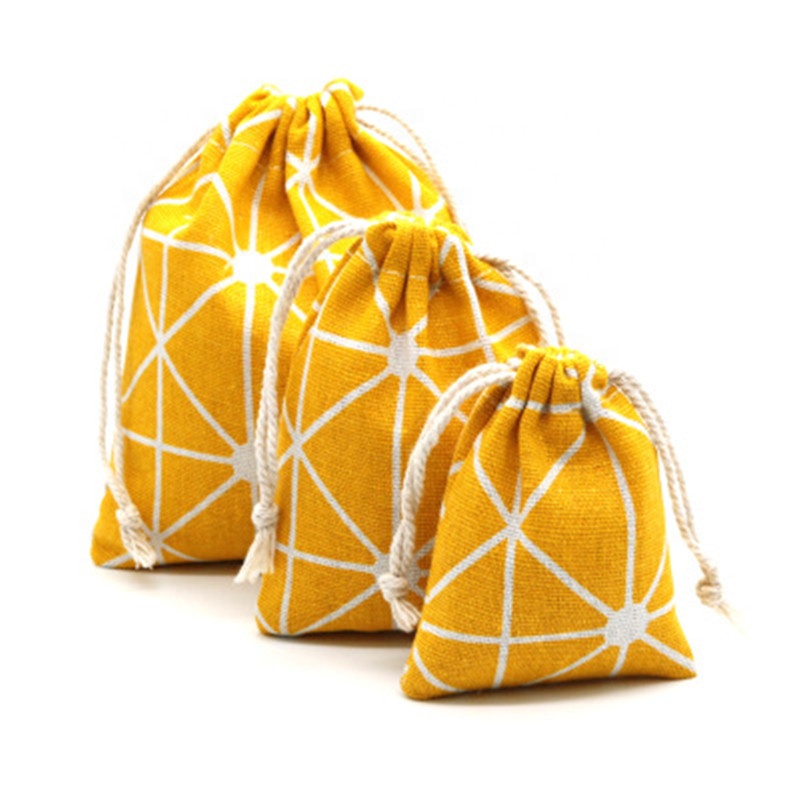 Yellow Geometry Cotton Dust Bag Travel Clothes Storage Bag Portable Organizer Home Sundry Kids Toy Storage Bags
