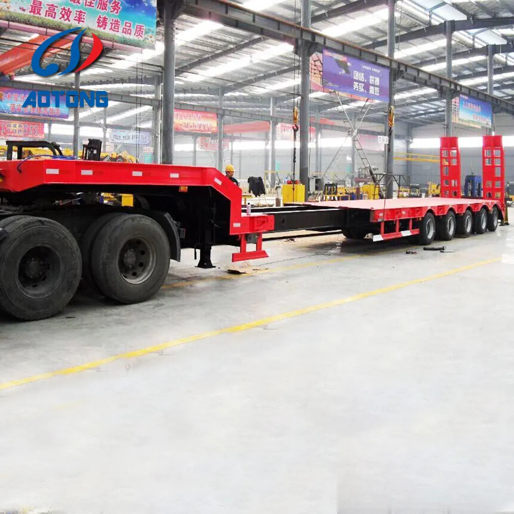 Heavy duty 40-60 ton extendable low bed truck trailer heavy trailer 14m to 20m telescopic trailer