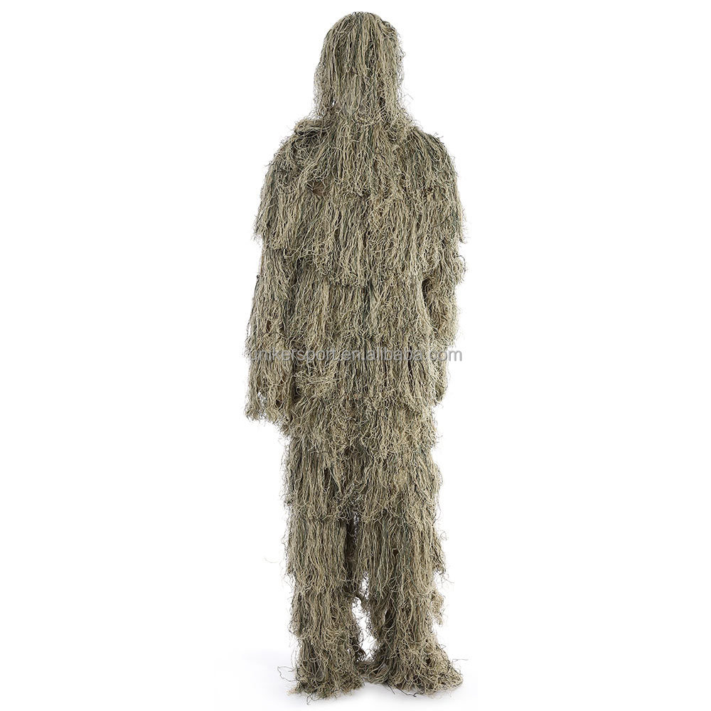 Wholesalery пользовательские тактические военные охотничий камуфляж Ghillie костюм камуфляж зеленый костюм с листьями для снайперов