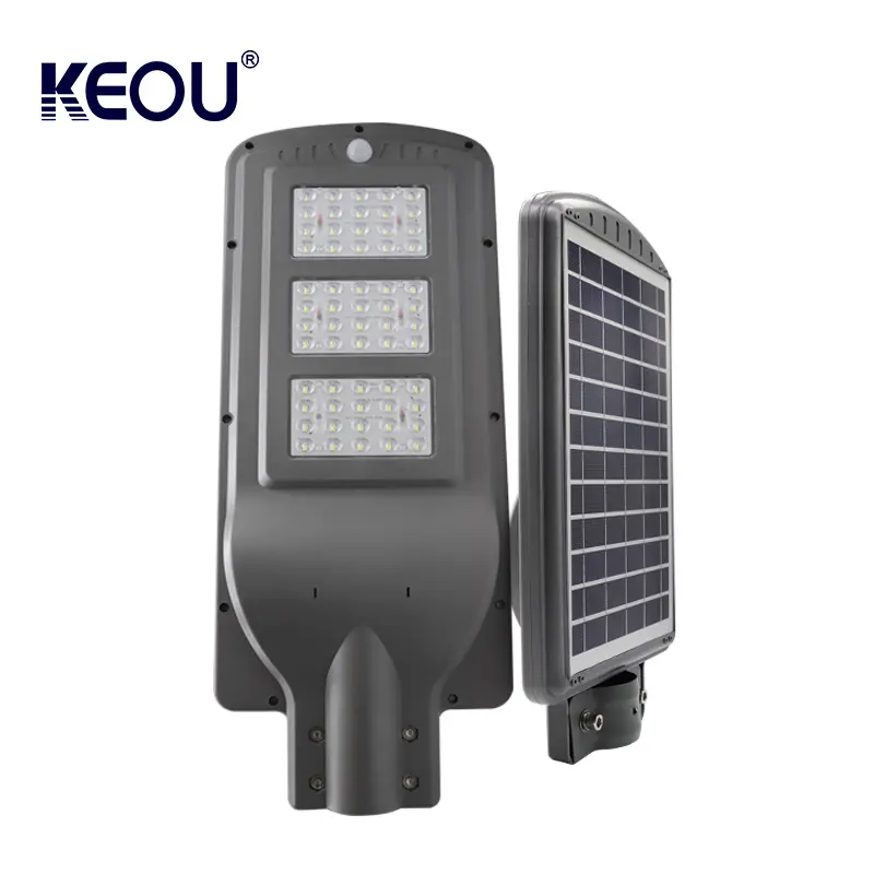High power motion sensor 20w 40w 60 watt intelligent smart integrated all in one solar street light 60w with pole