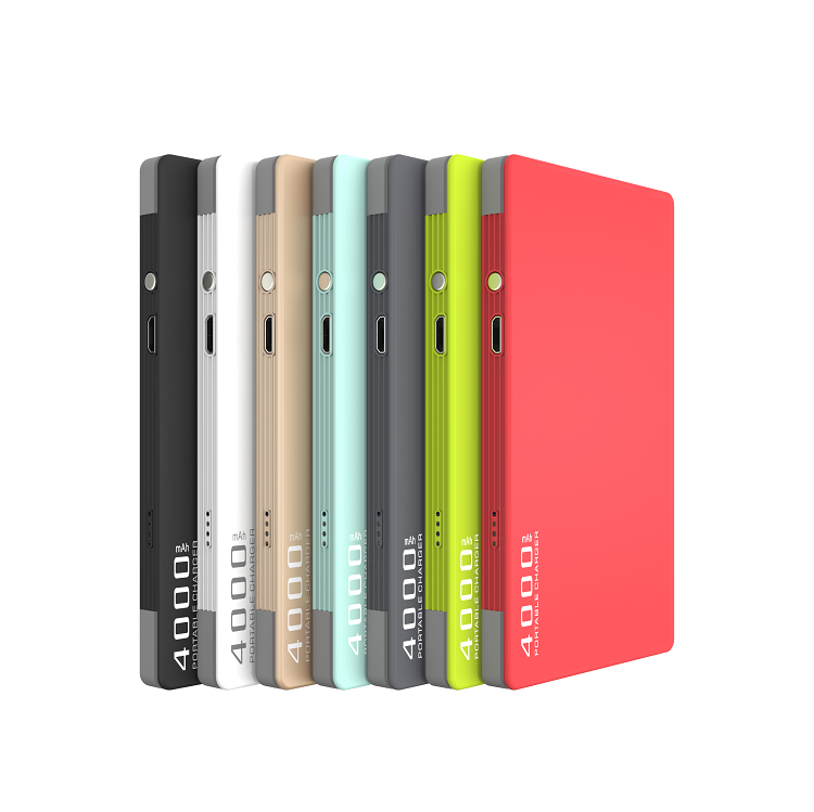 Ультра тонкий OEM USB Powerbank алюминиевый Встроенный кабель Power Bank 4000mAh