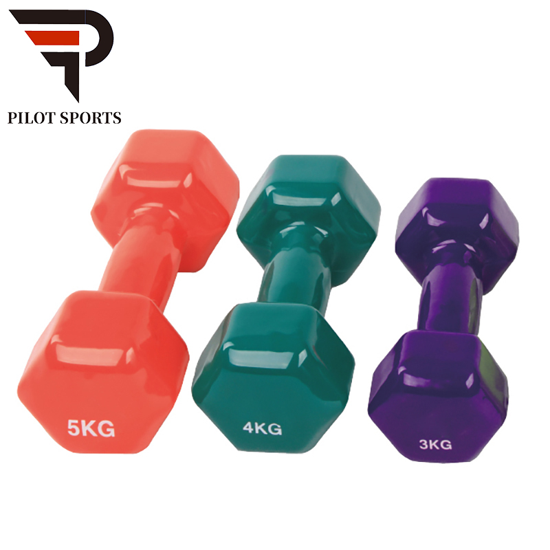 Pilot Sports China Manufactory Shape Vinyl Dipping Women Supply Hex Dumbbell Dumbbelll