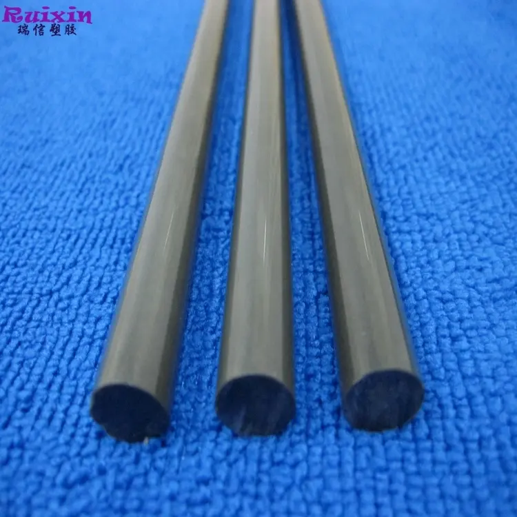 High gloss finish drak grey plastic PVC rod diameter 8mm