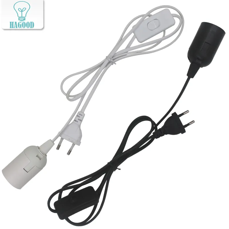 1.8m Power Cord Cable E27 Lamp Bases EU plug with switch wire for Pendant LED Bulb e27 Hanglamp Suspension Socket Holder