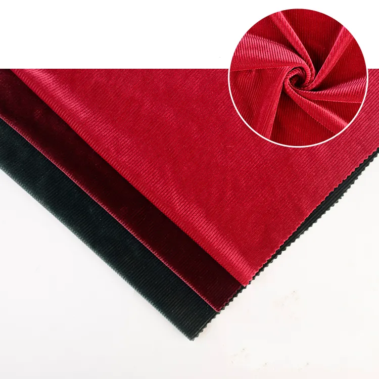 Warp knit polyester red velvet stretch tecido veludo microfiber velour scholl velvet soft corduroy pants fabric
