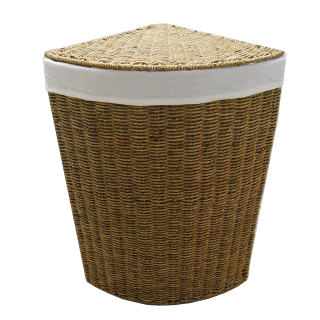 Natural Seagrass Laundry cotton fabric Sorter Removable seagrass basket with cap
