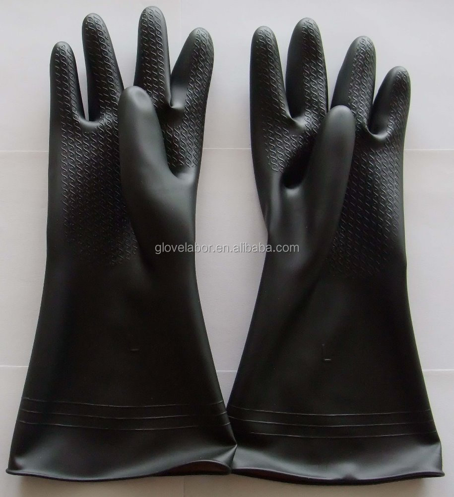 Double Dipped Black Industrial Rubber Glove