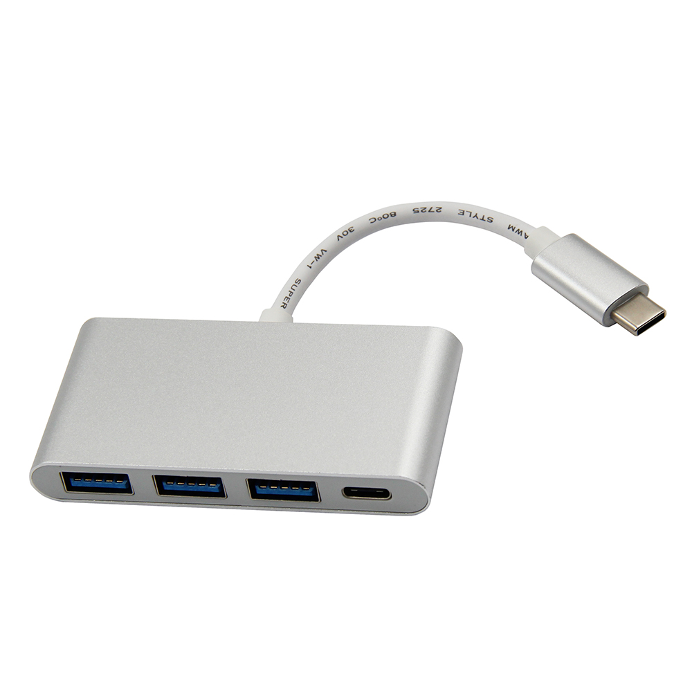 Оптовая продажа Серебряный алюминий 3 порта Usb Hub 3,0 High Speed Usb Por концентратор Тип C зарядный хаб