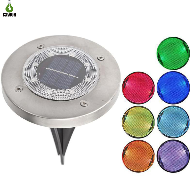 RGB Солнечная подземная лампа для наружного двора Лестница Путь 8LED Солнечная наземная лампа похороненный свет