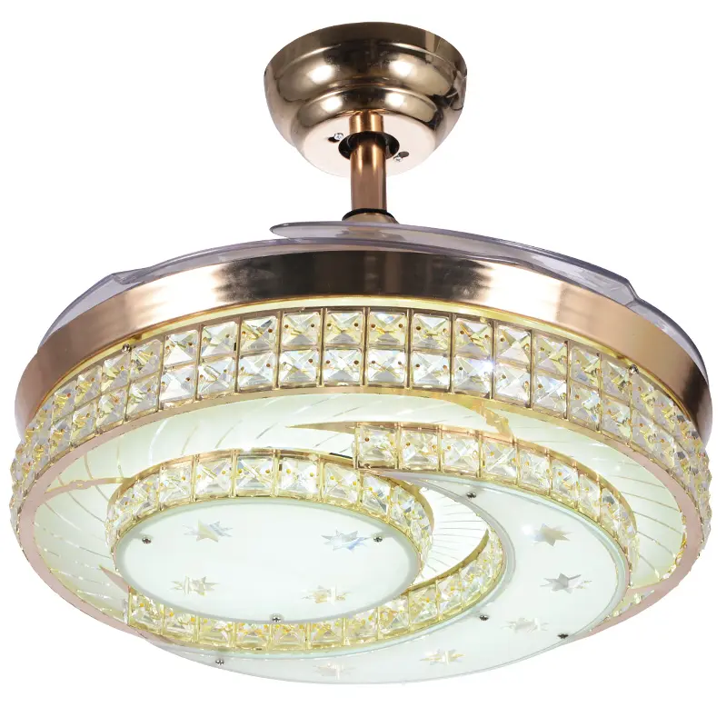 European luxury living room bedroom crystal lamp LED brand Stealth led ceiling fan lights restaurant lights