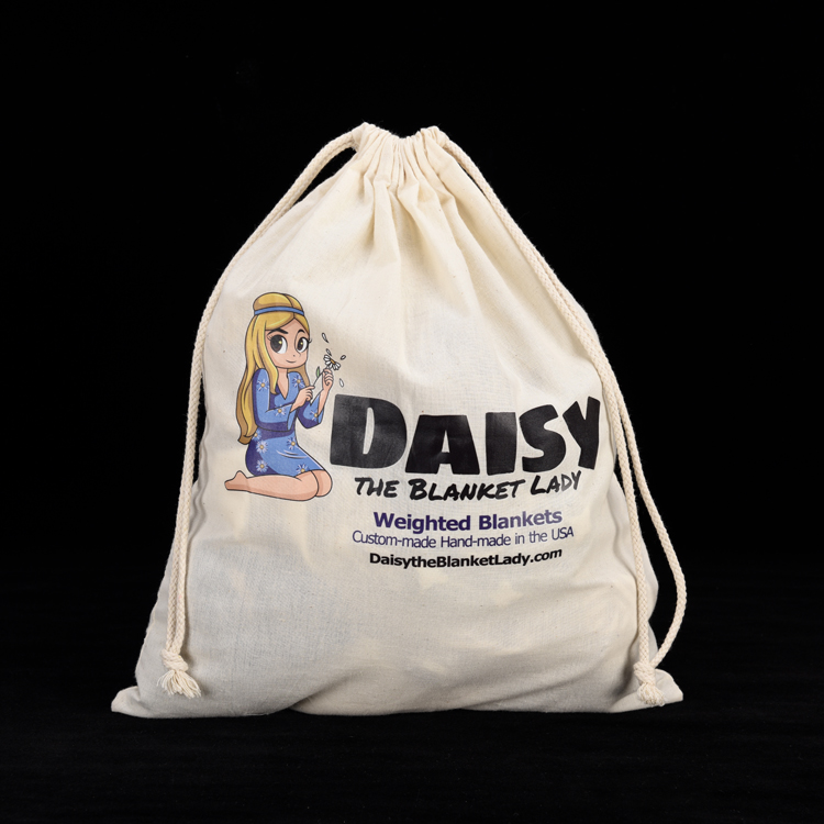 Экологичный хлопок рекламные мультфильм характер Drawstring Дети сумка