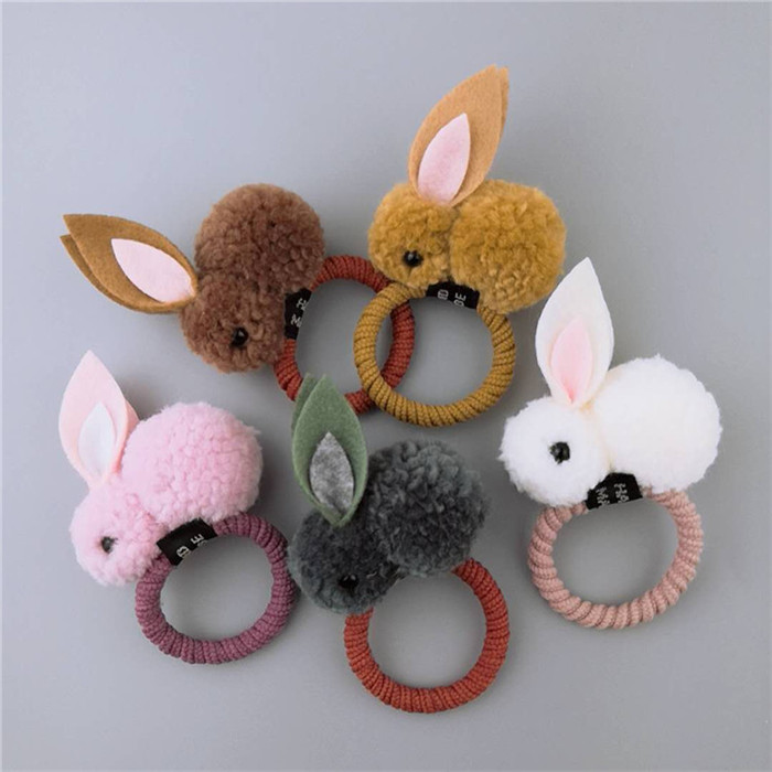 Популярные прекрасные Меховые помпоны Hairband различных цветов кролик мех мяч волос веревка зажимы для девочек