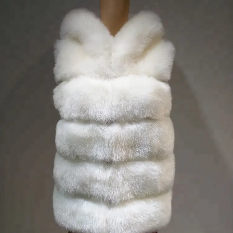 Regular length colored vest factory supply faux fur lady's coat