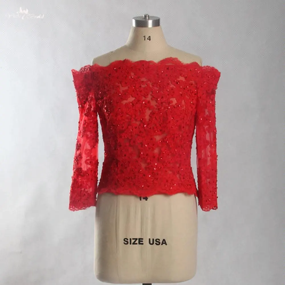 LZP266 Beaded Long Sleeve Off Shoulder Evening Lace Bolero Jacket