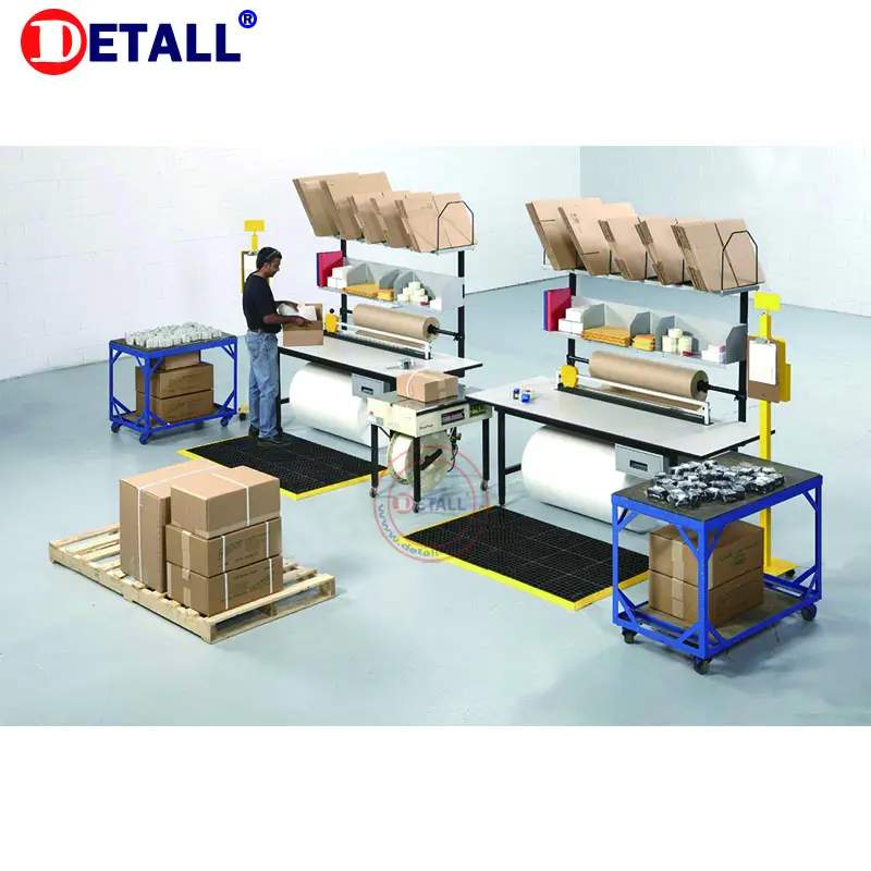 Assembly line equipment ESD packing work bench packaging table/station with bubble wrap roller dispenser