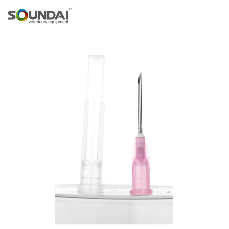 Stainless Steel Cannula Copper Poly Hub Veterinary Needle With Aluminum Insert