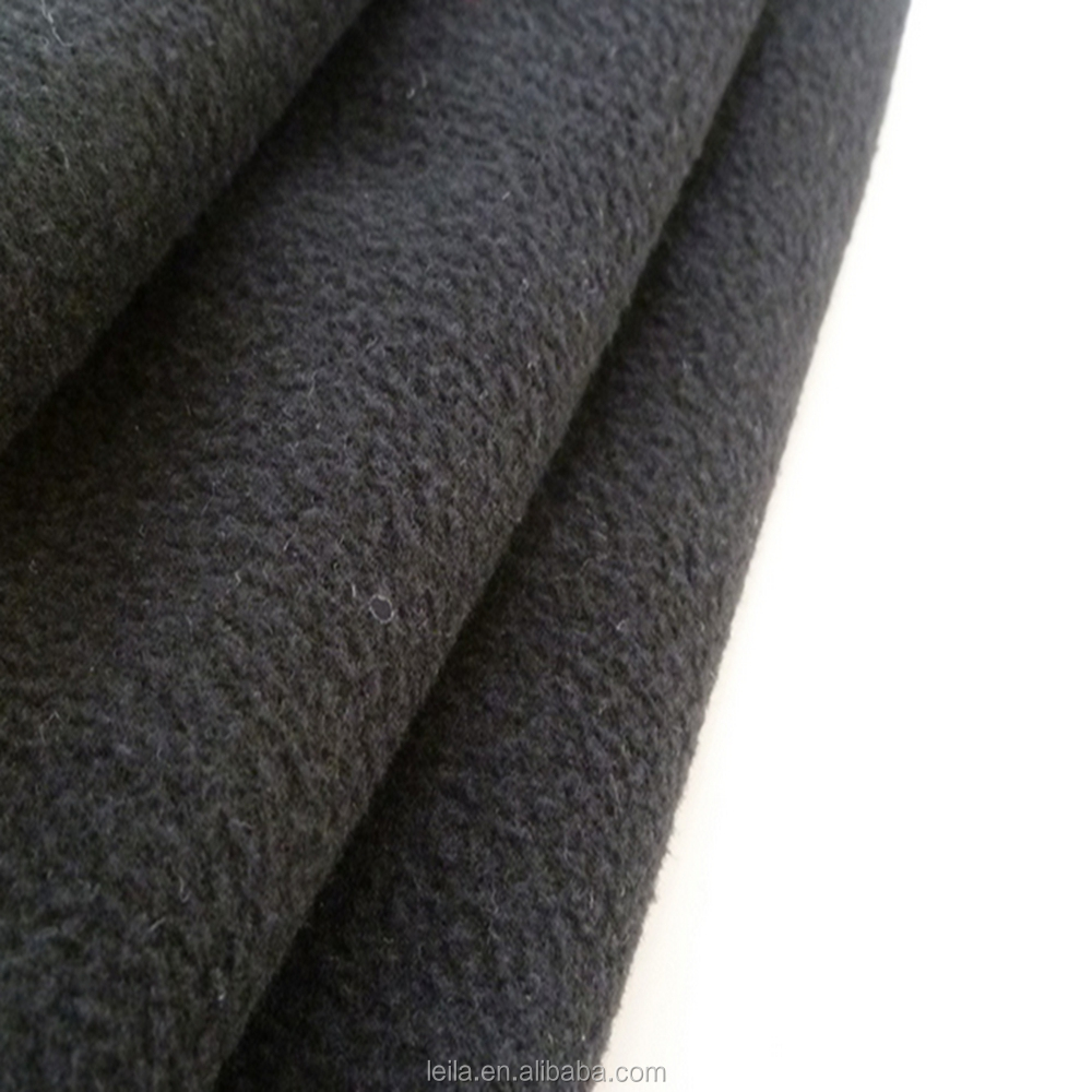 China wholesale polyester dyed double black fleece fabric