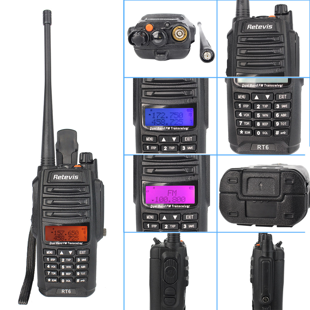 Горячая Распродажа IP57 Водонепроницаемая рация Retevis RT6 Двухдиапазонная 5 Вт 128CH VOX FM Cross Band vhf/uhf двухсторонняя рация с наушником