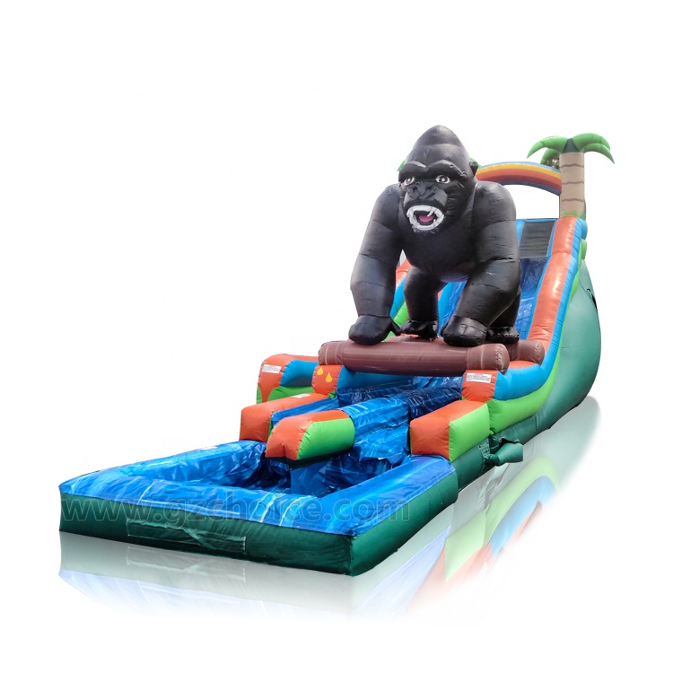 Commercial inflatable gorilla slide with pool plam tree inflatable water slide