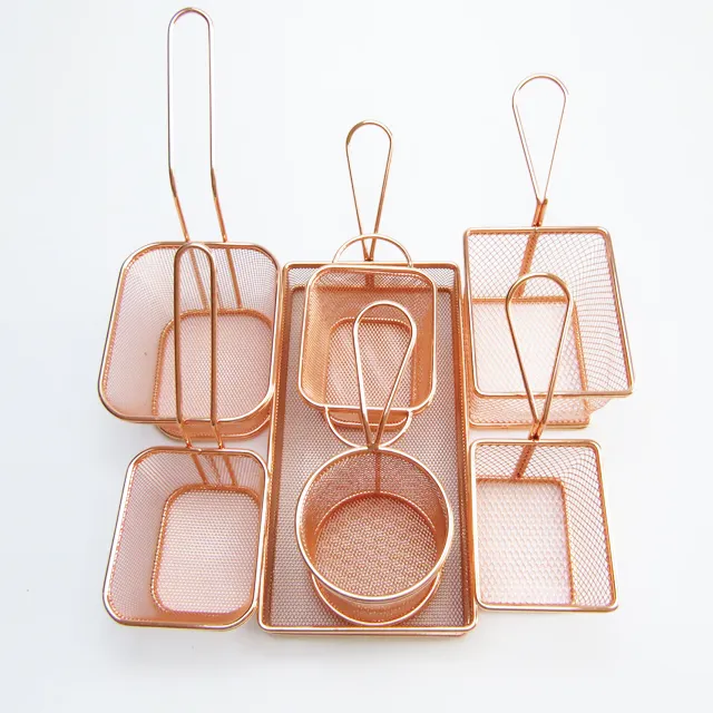 In stock MINI Rectangle Rose Gold Fries Chips Fry Basket