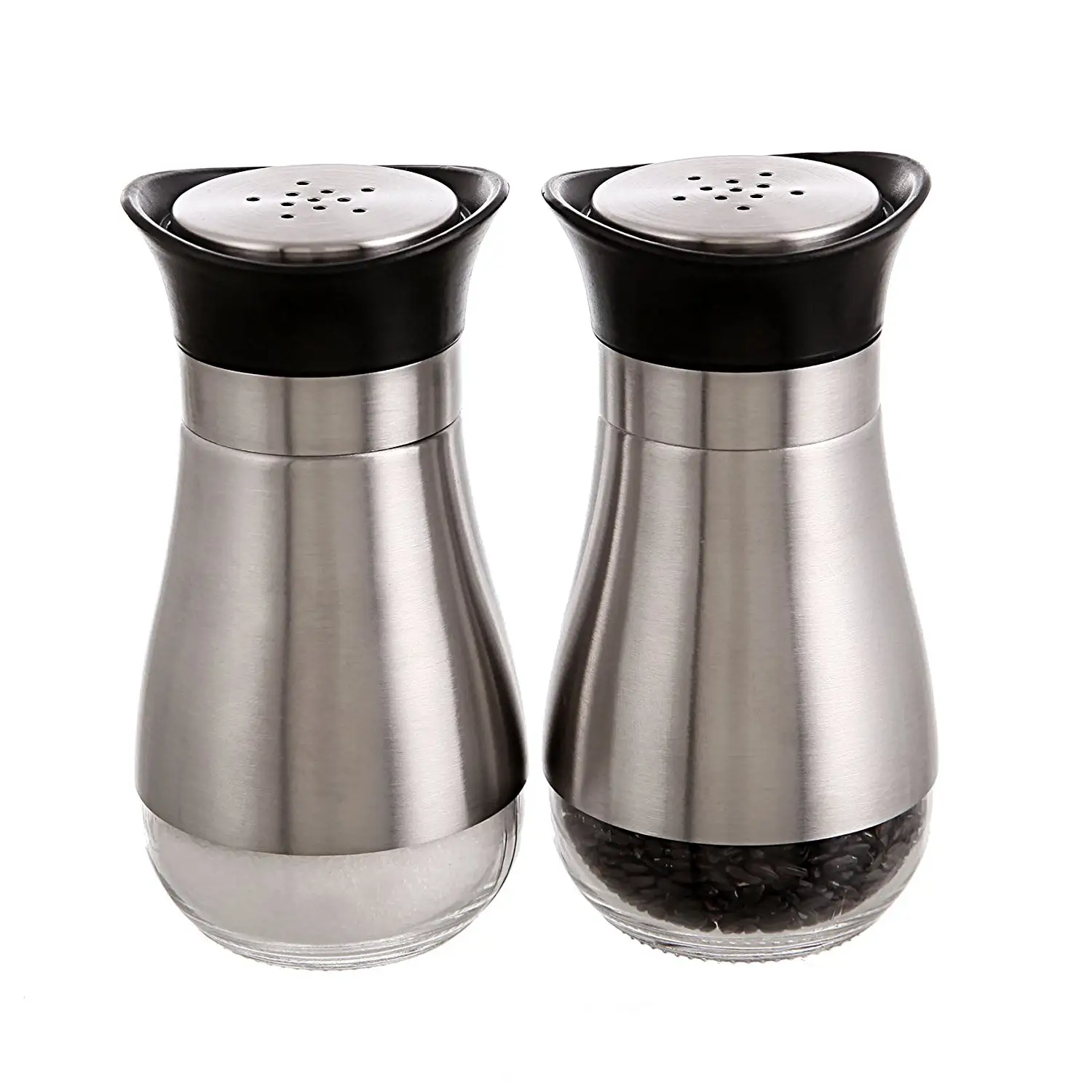 In Stock Stainless Steel Spice Jar Glass 120ml Salt and Pepper Shakers