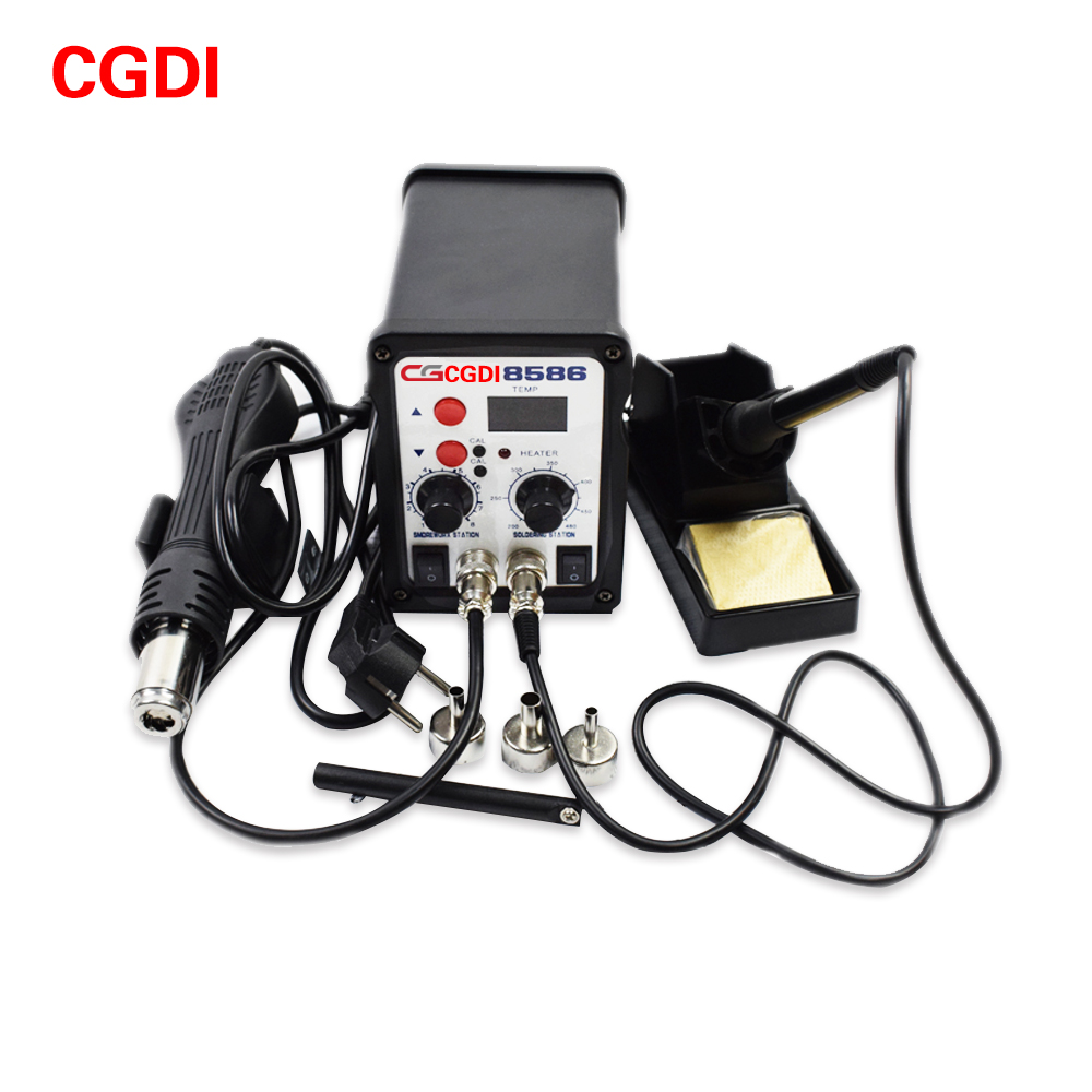 Eruntop 750 Вт 2 в 1 SMD оборудование наладочная станция Eruntop 8586 пистолет горячего воздуха + паяльник + нагревательный элемент