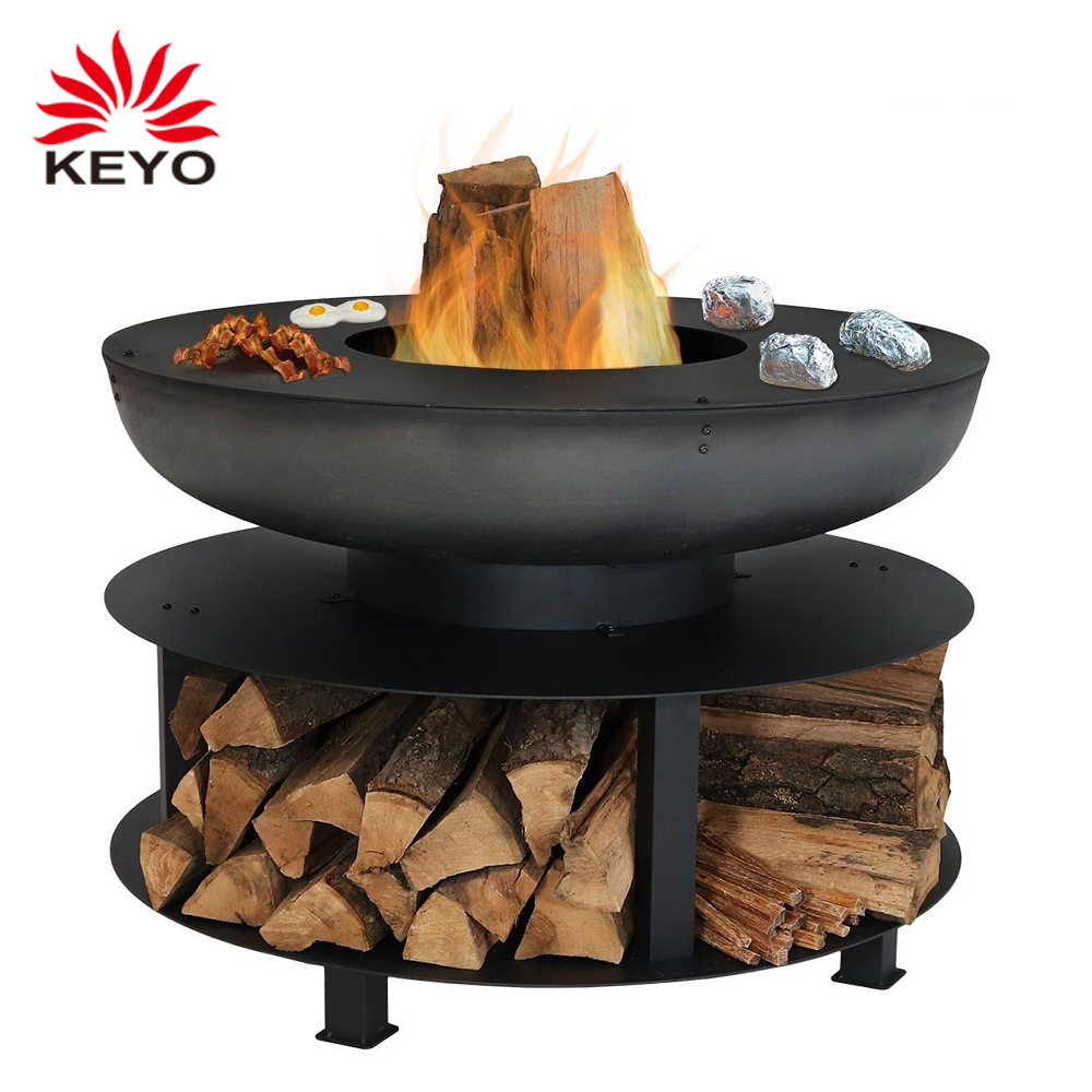 KEYO fireпита 22 дюйма, деревянное хранение, барбекю, уличный гриль для барбекю, подержанная костра