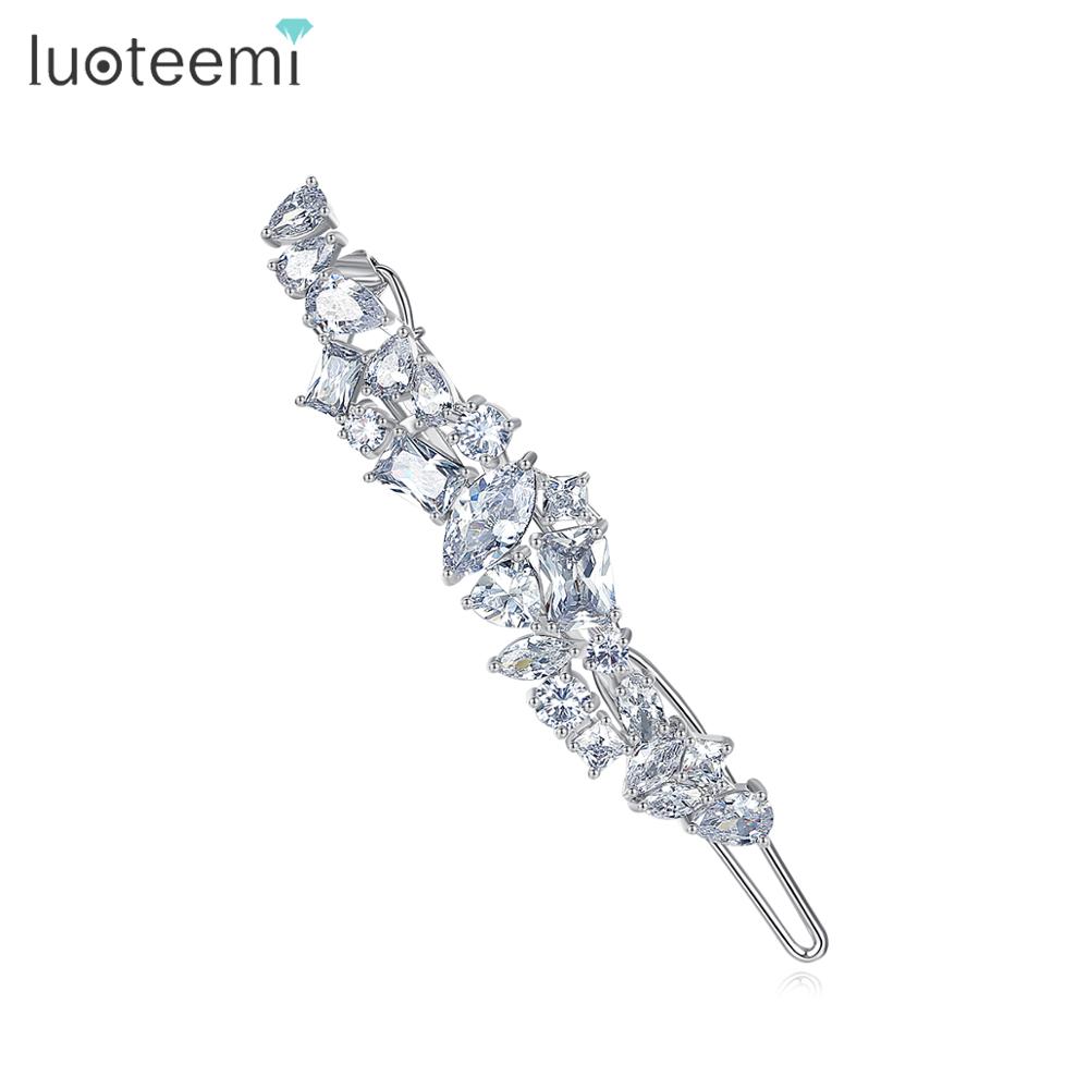LUOTEEMI Роскошные Цветочные заколки с фианитами для женщин аксессуары для волос ювелирные изделия