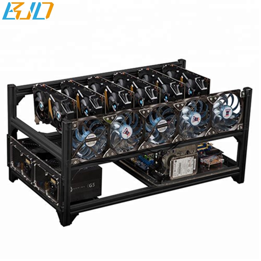 6GPU алюминиевая Штабелируемая открытая рамка для горных работ для ETH/ETC/ZCash в наличии