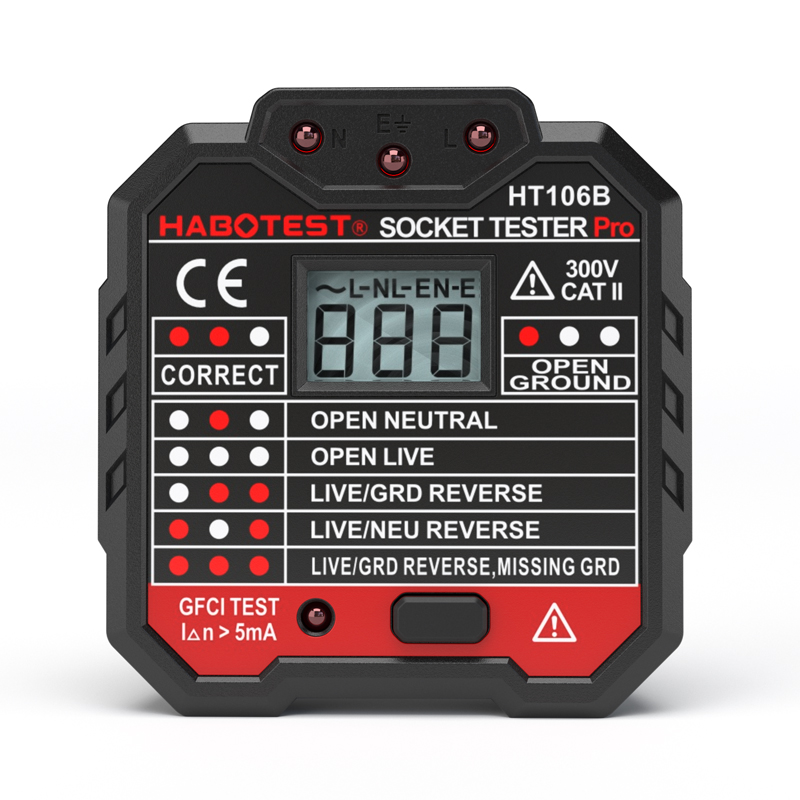 Профессиональный тестер розетки с ЖК-дисплеем 110 В 220 В GFCI RCD с CE