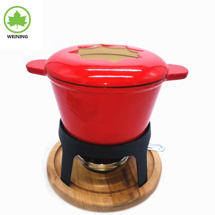 Заводская розетка чугунный шахматный Фондю набор 2.5Qt/2.4L, красный