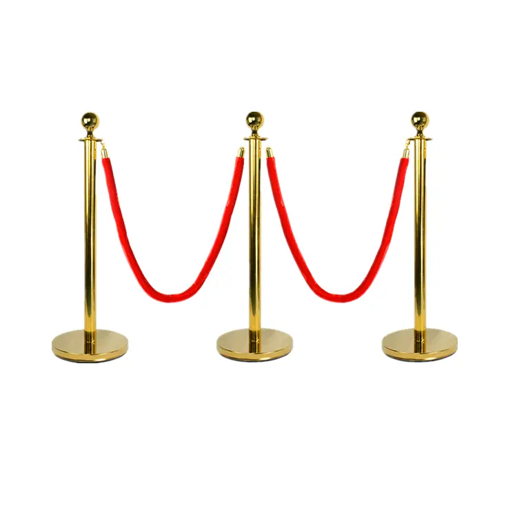 Ball top Stainless Steel  Q Manager Queue Pole Stand Stanchion crowd control rope barrier for car show bank Hotel Museum