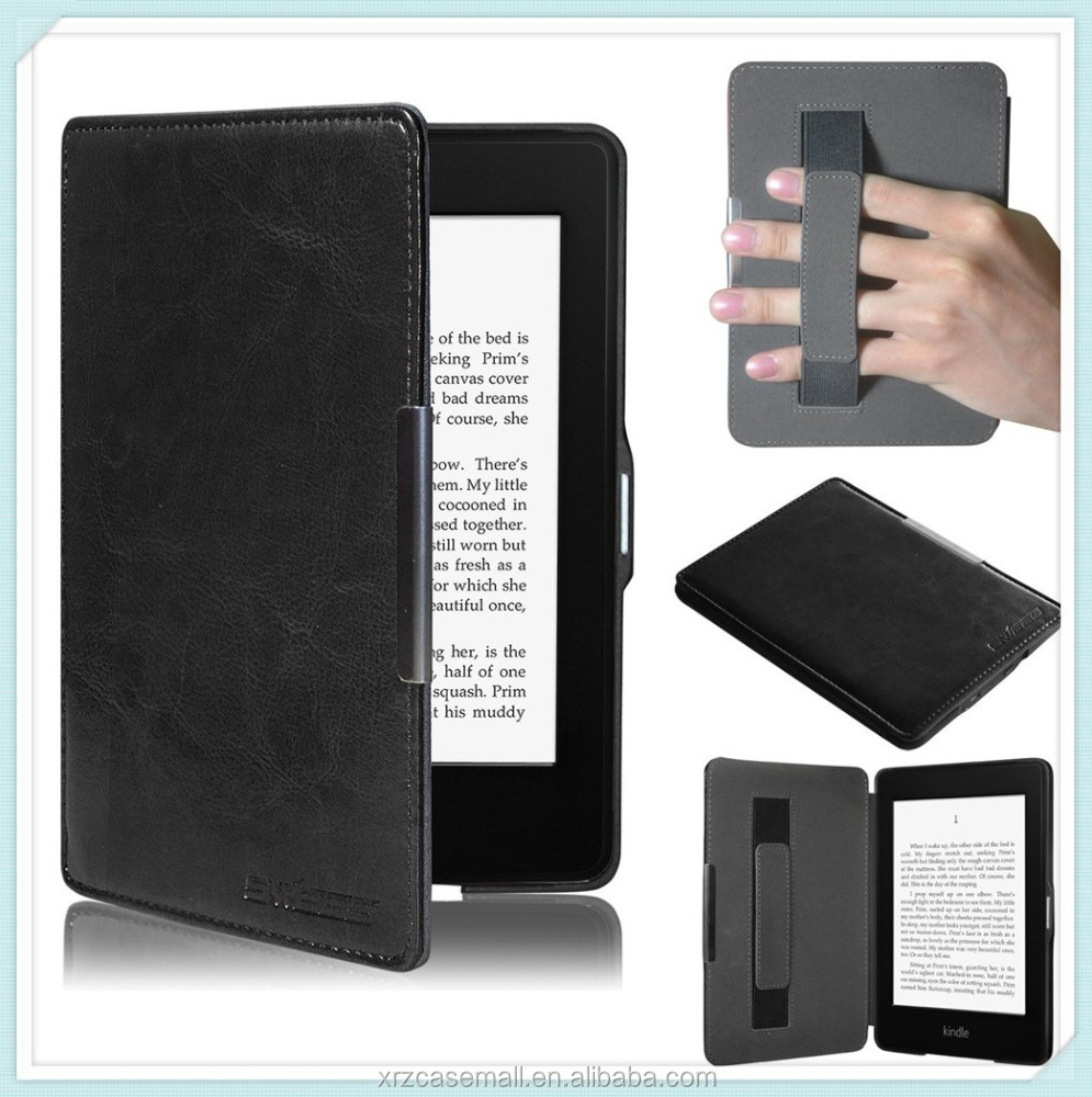 Ультратонкий кожаный чехол с эластичным ремешком на руку для Kindle Paperwhite 1,2,3