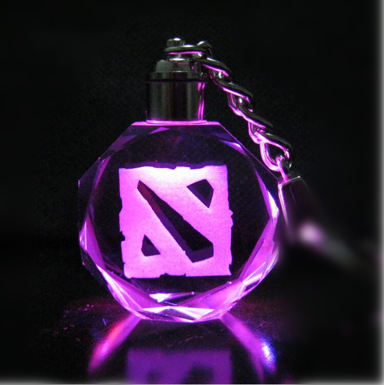 Оптовая продажа, 3D лазерная гравировка, фото логотип, светодиодный Кристалл, брелок в dota 2, брелки