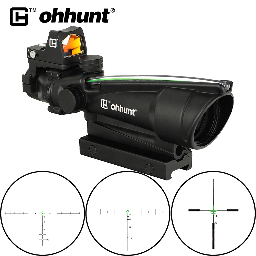 Ohhunt 5x35 тактический оптический прицел Стекло гравированный сетка реальные зеленый волоконно-оптический охотничий прицел с рефлекс в красный горошек