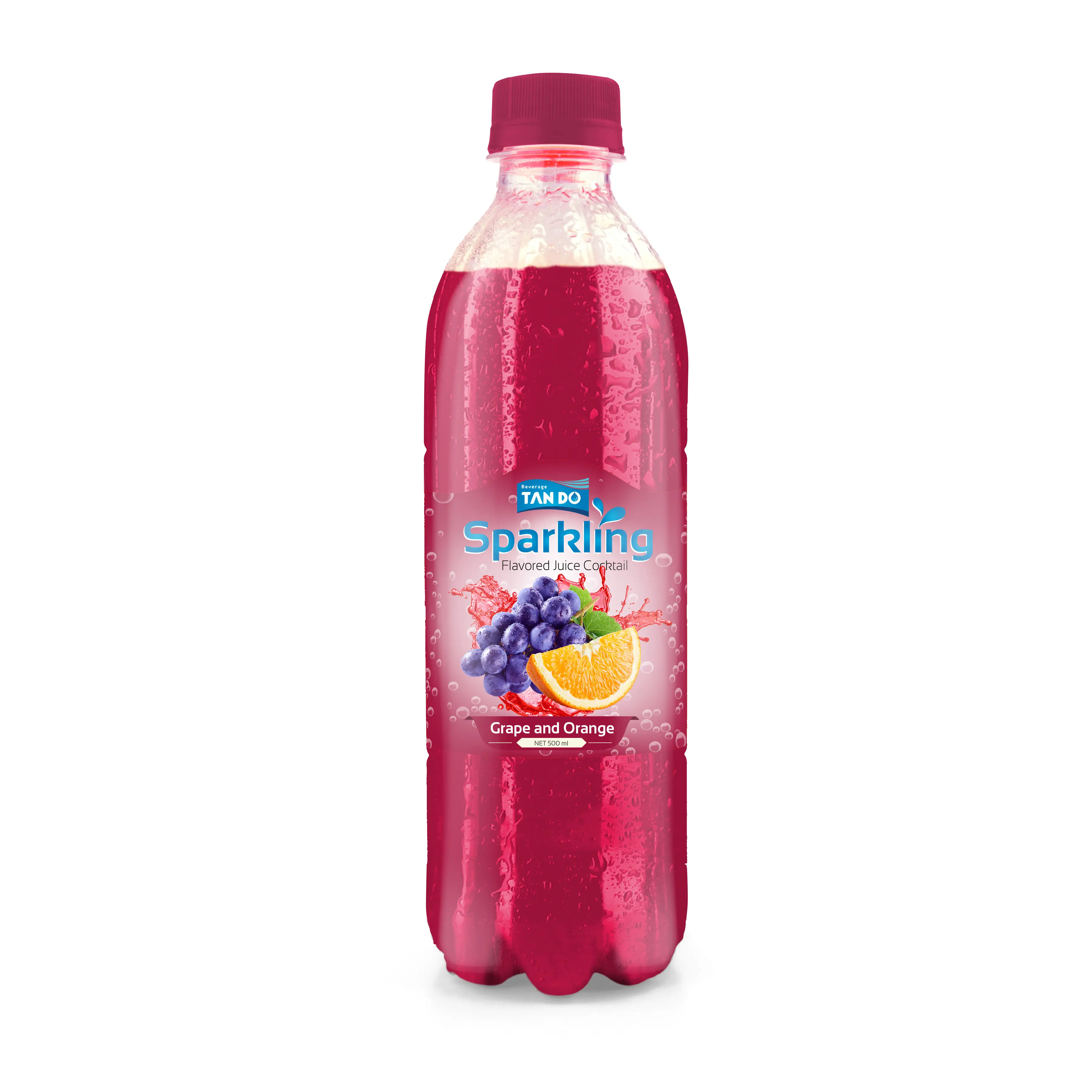 Sparkling fruit flavored carbonated water in PET bottle under OEM brand peach sparkling