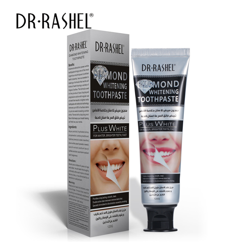 Алмазная отбеливающая зубная паста DR.RASHEL с мятным вкусом для удаления пятен, свежего дыхания